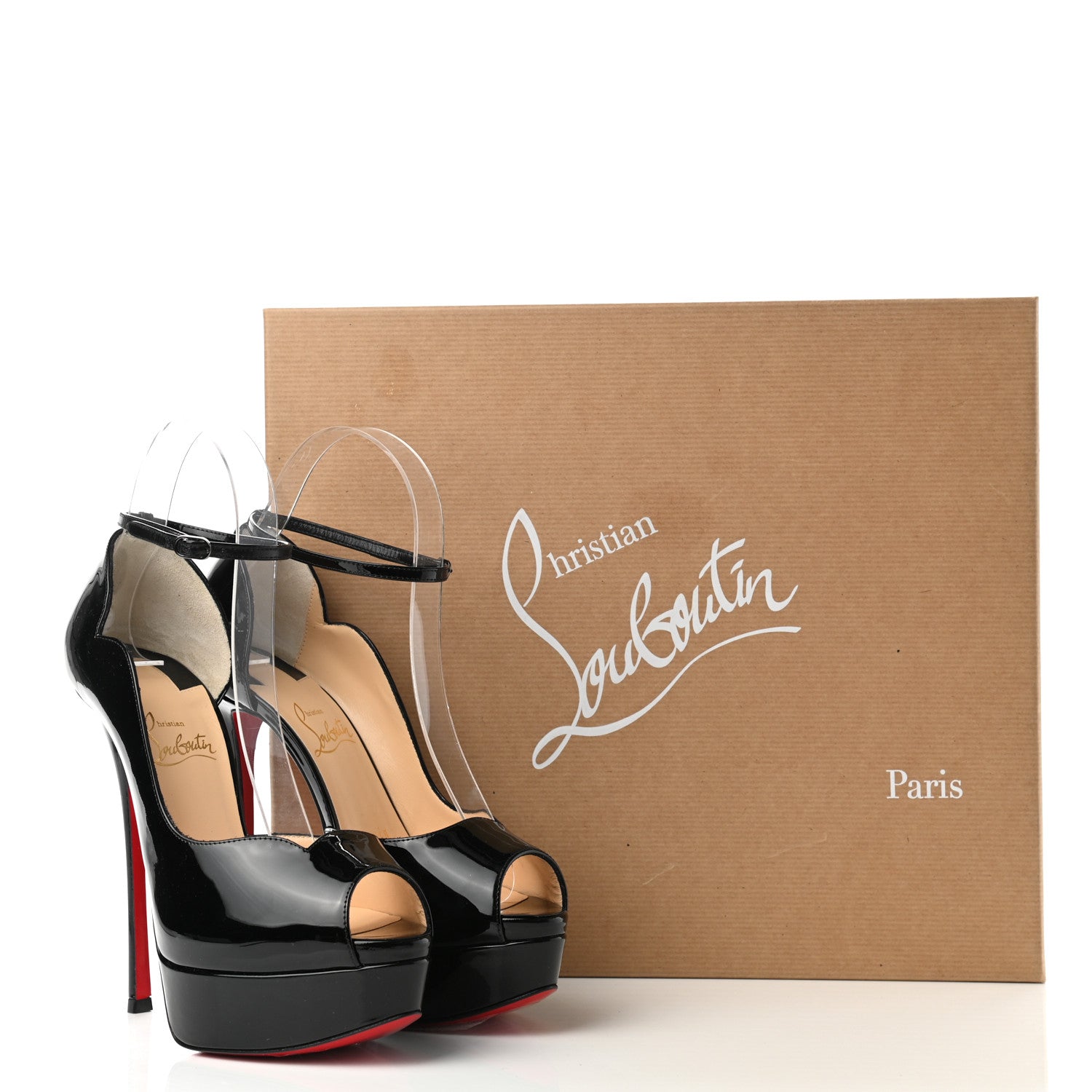 Christian Louboutin Patent After Sun Round Chick Alta Platform Peep Toe 120 Pumps 36 Black 8 of 8