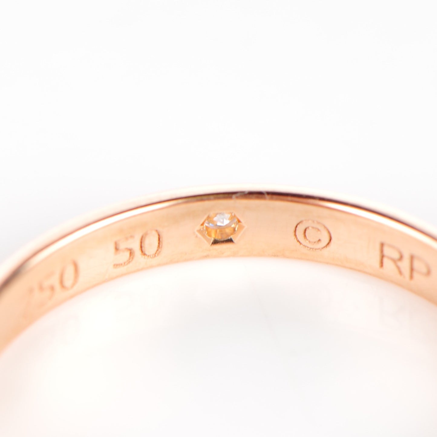 18K Pink Gold Diamond 2mm Wedding Band Ring 50 5.25