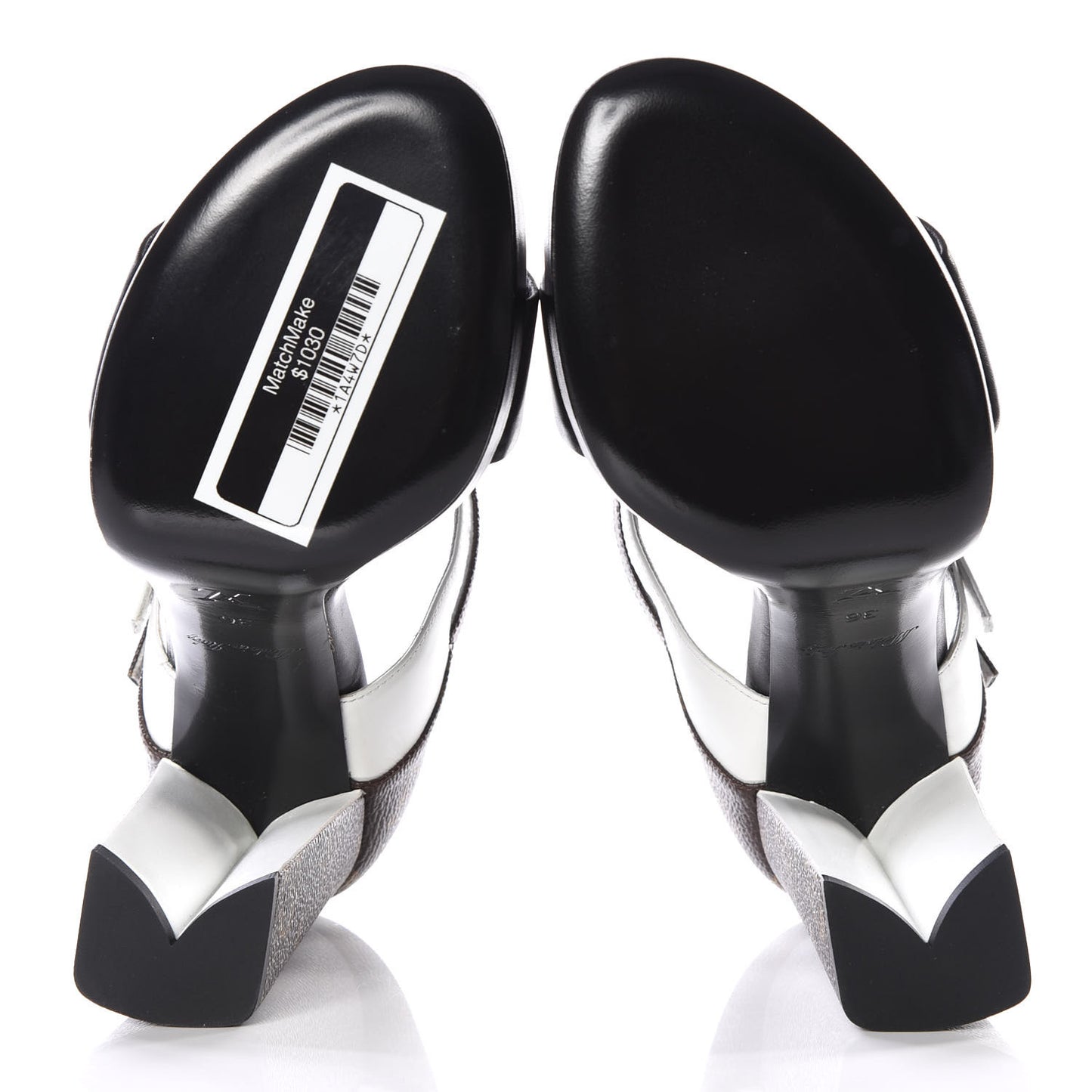 Calfskin Monogram Matchmake Cross Sandals 36 Black White