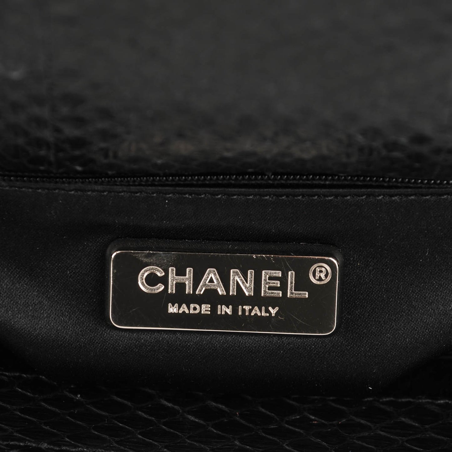Elaphe Snakeskin Quilted Jumbo Easy Carry Flap Black