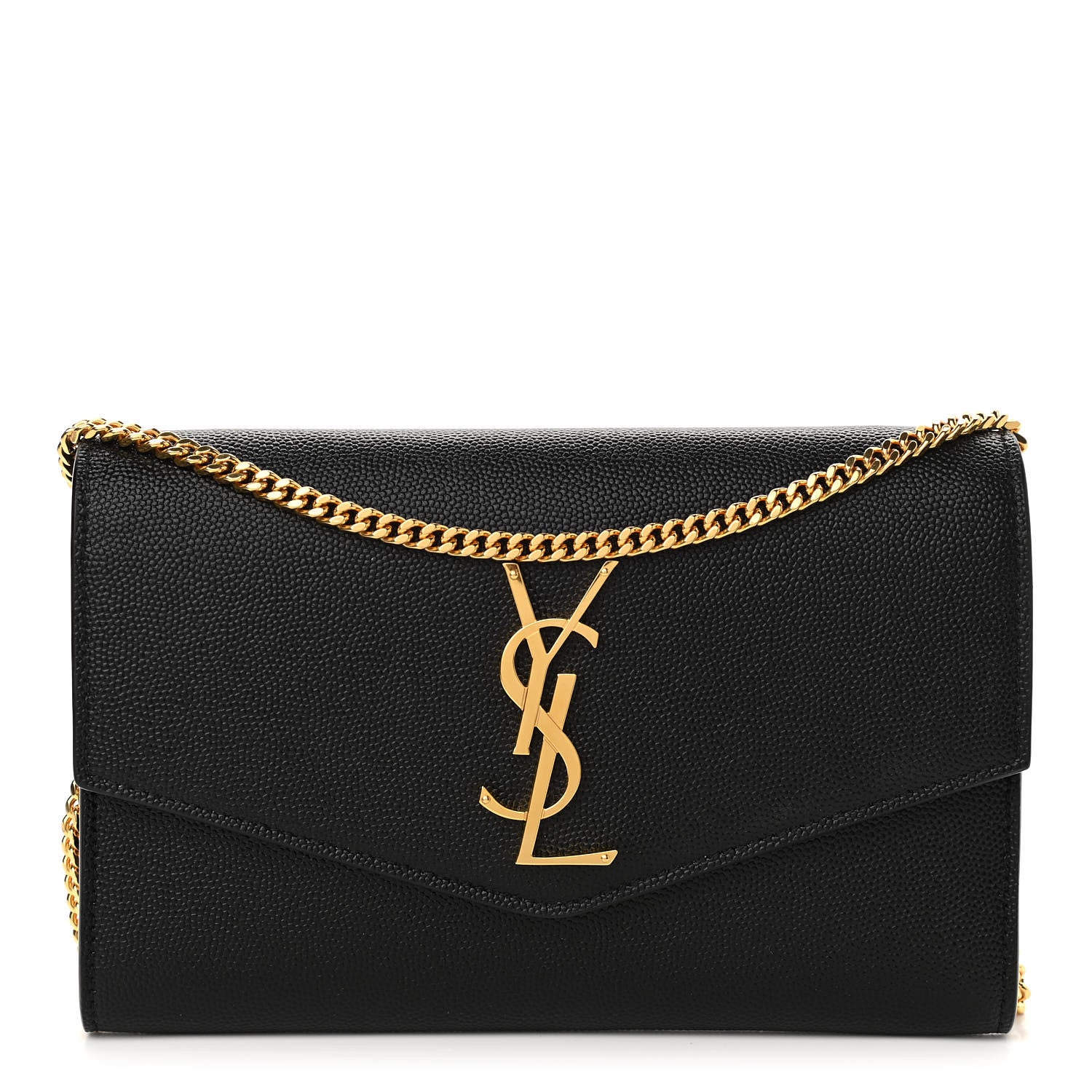 Saint Laurent Grain De Poudre Uptown Chain Wallet Black 3 of 11