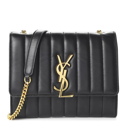 Saint Laurent Lambskin Matelasse Monogram Vicky Chain Wallet Black 2 of 10
