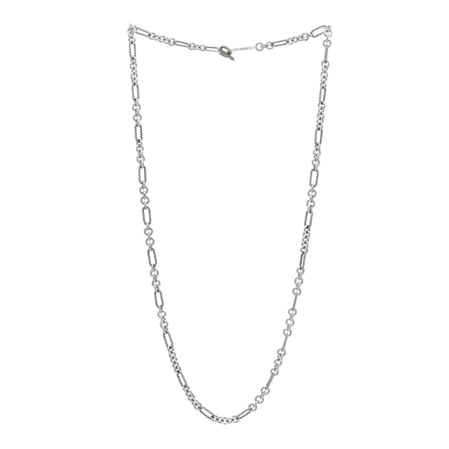 David Yurman Sterling Silver 18K Yellow Gold Figaro Chain Link Necklace 2 of 4