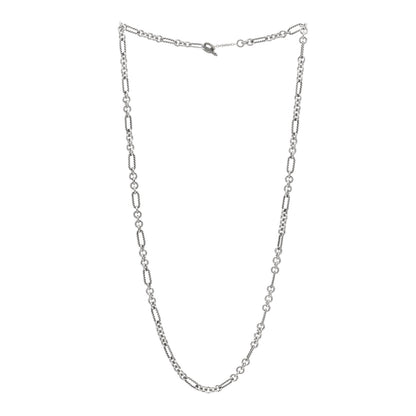 David Yurman Sterling Silver 18K Yellow Gold Figaro Chain Link Necklace 2 of 4