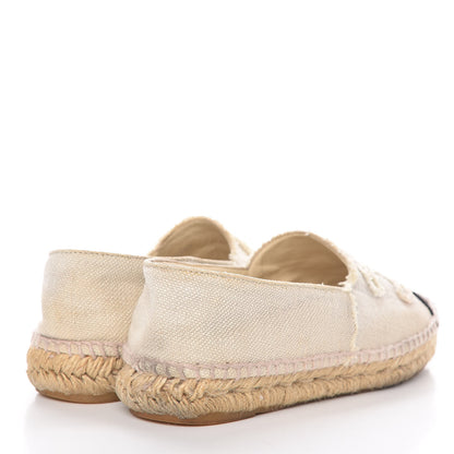 Chanel Toile CC Espadrilles 38 Beige Black 4 of 16