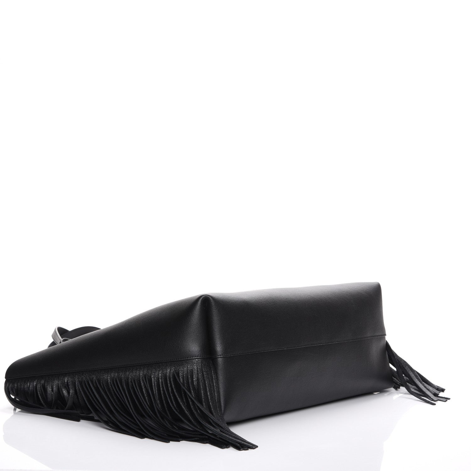 Saint Laurent Calfskin Large Fringe Shopping Tote Black 5 of 9