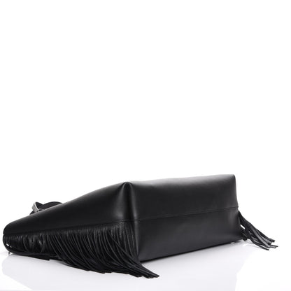 Saint Laurent Calfskin Large Fringe Shopping Tote Black 5 of 9