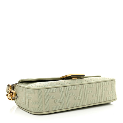 Fendi Canvas Vitello King FF Embroidered Baguette Green Tea 2 of 10