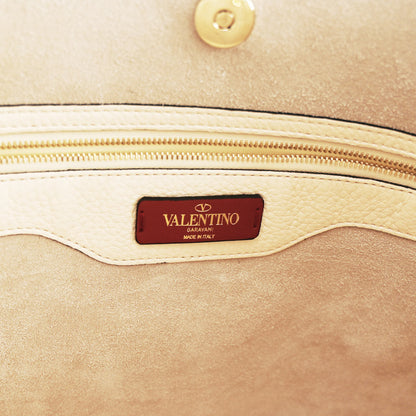 Valentino Garavani Grained Calfskin Rockstud Shoulder Tote Light Ivory 6 of 9