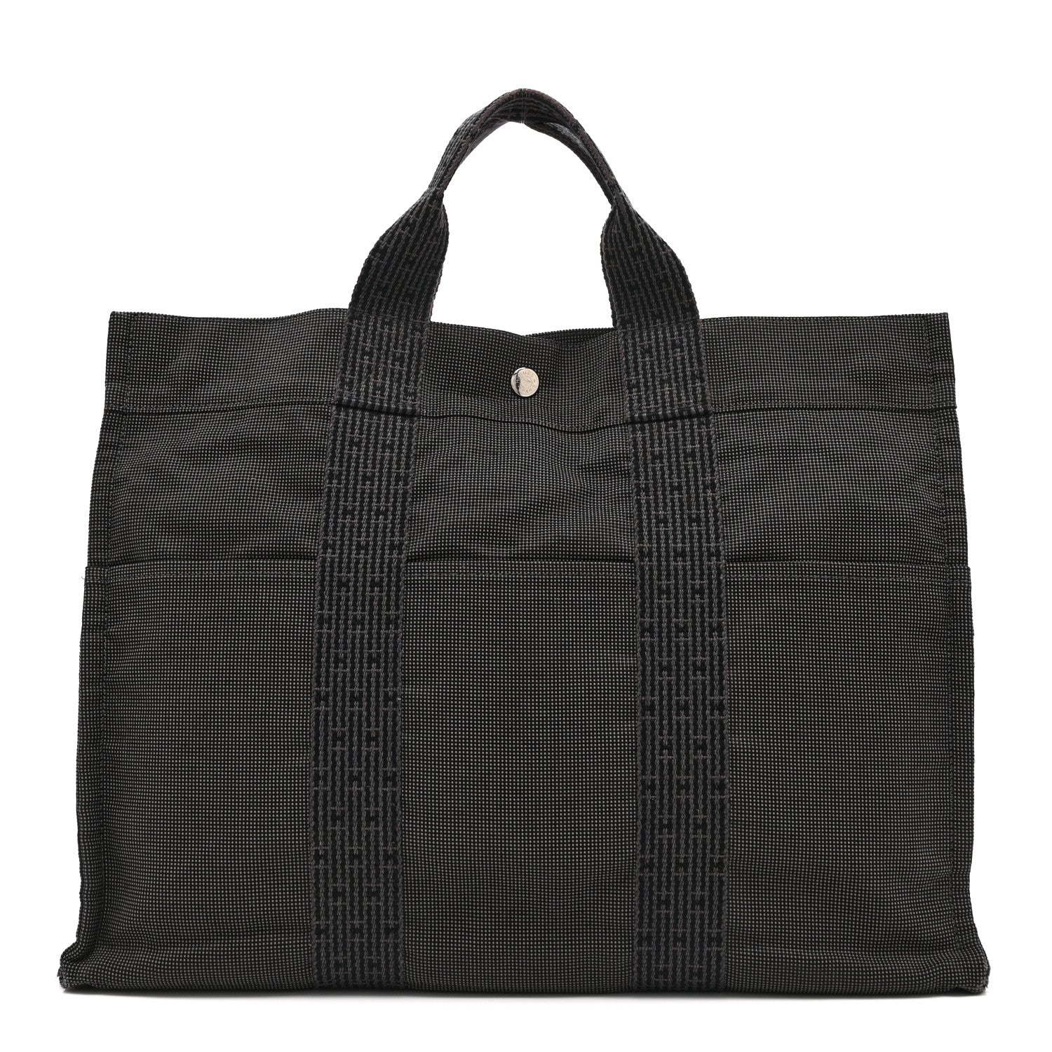 Hermes Canvas Herline MM Tote Grey 1 of 9