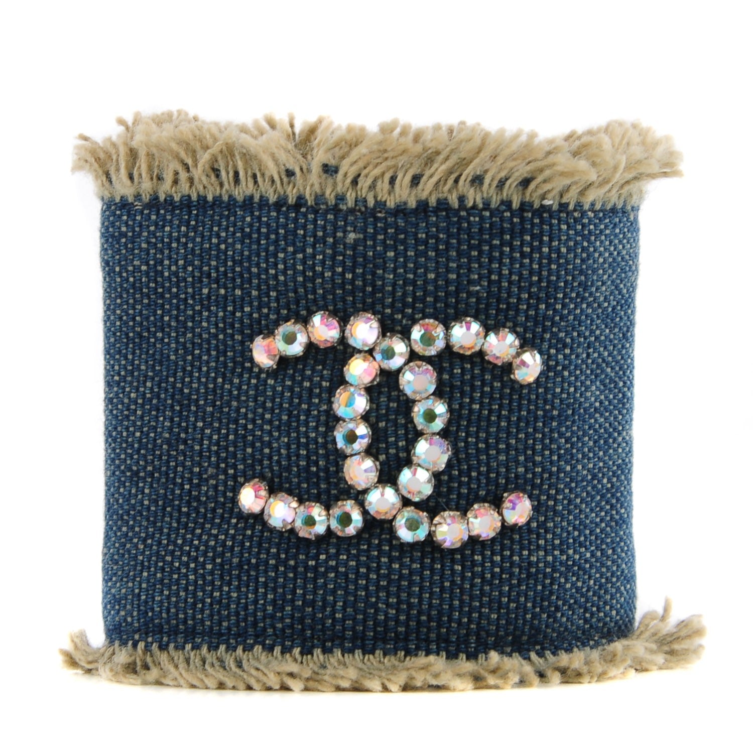 Chanel Denim Crystal CC Cuff 1 of 8