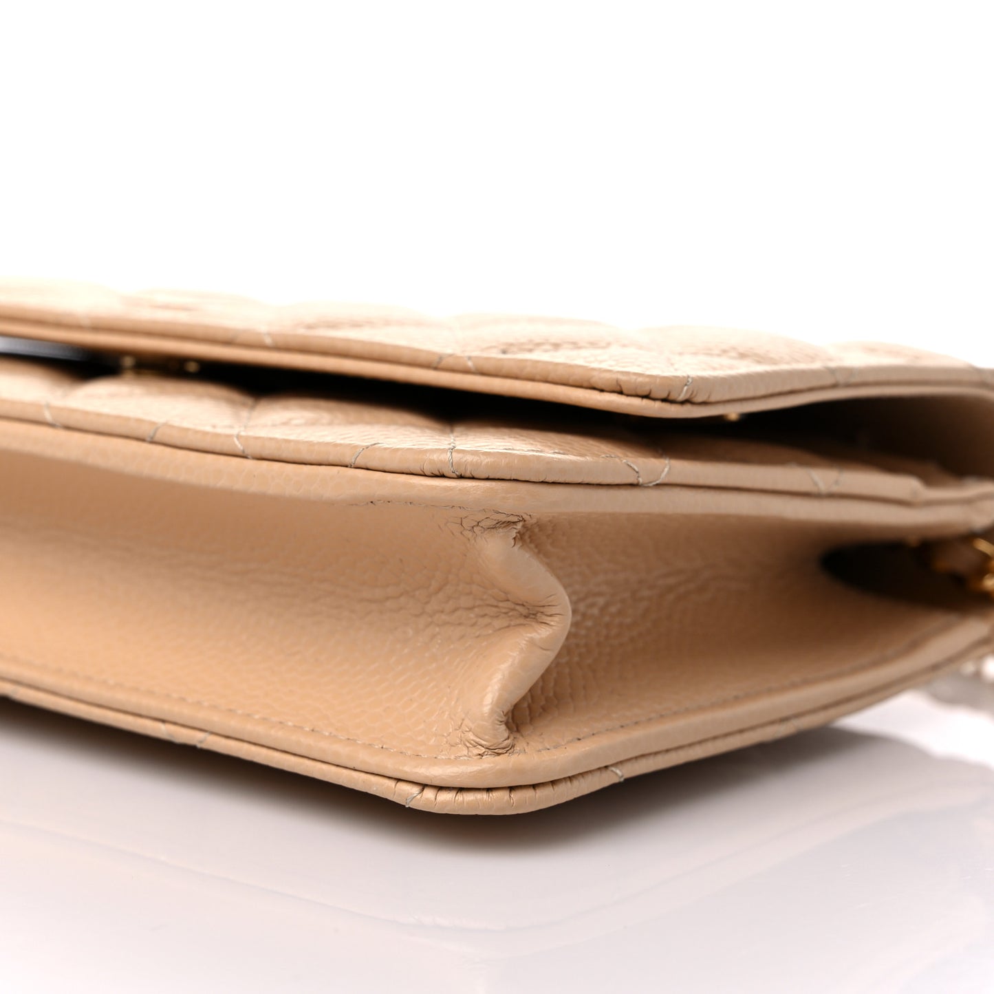 Caviar Quilted Wallet On Chain WOC Beige
