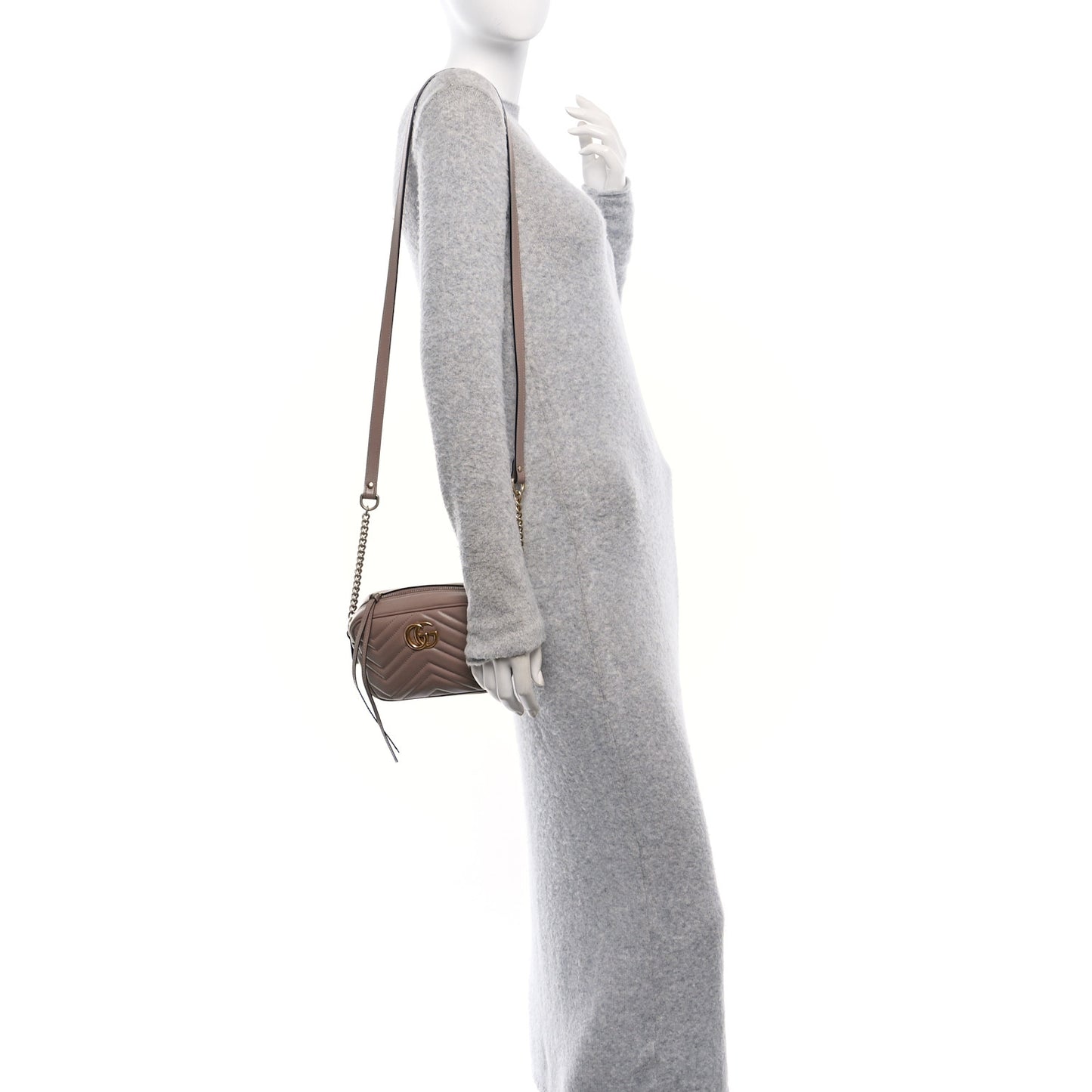 Calfskin Matelasse Mini GG Marmont Chain Shoulder Bag Porcelain Rose