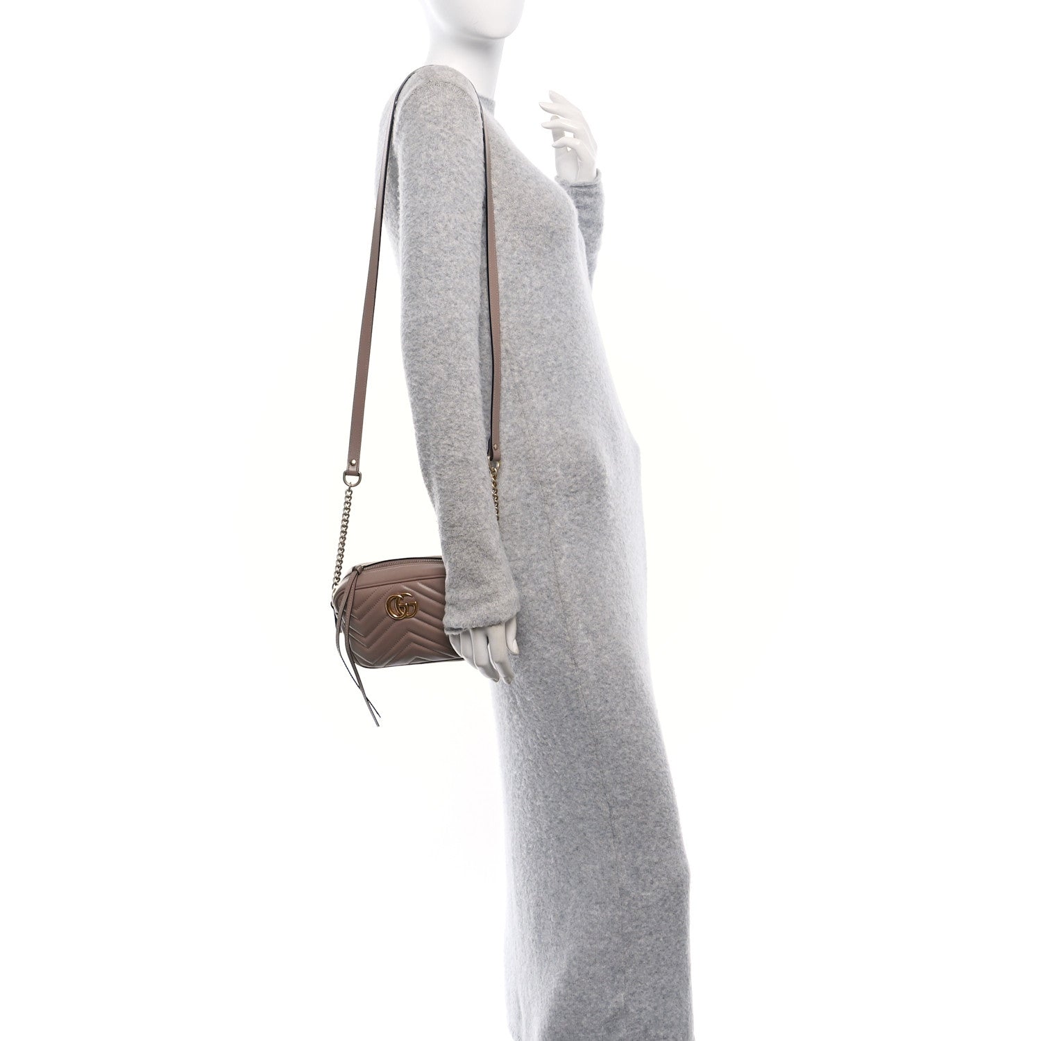 Gucci Calfskin Matelasse Mini GG Marmont Chain Shoulder Bag Porcelain Rose 2 of 12