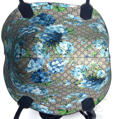 Gucci GG Supreme Monogram Blooms Medium Reversible Tote Beige Blue Navy 9 of 16