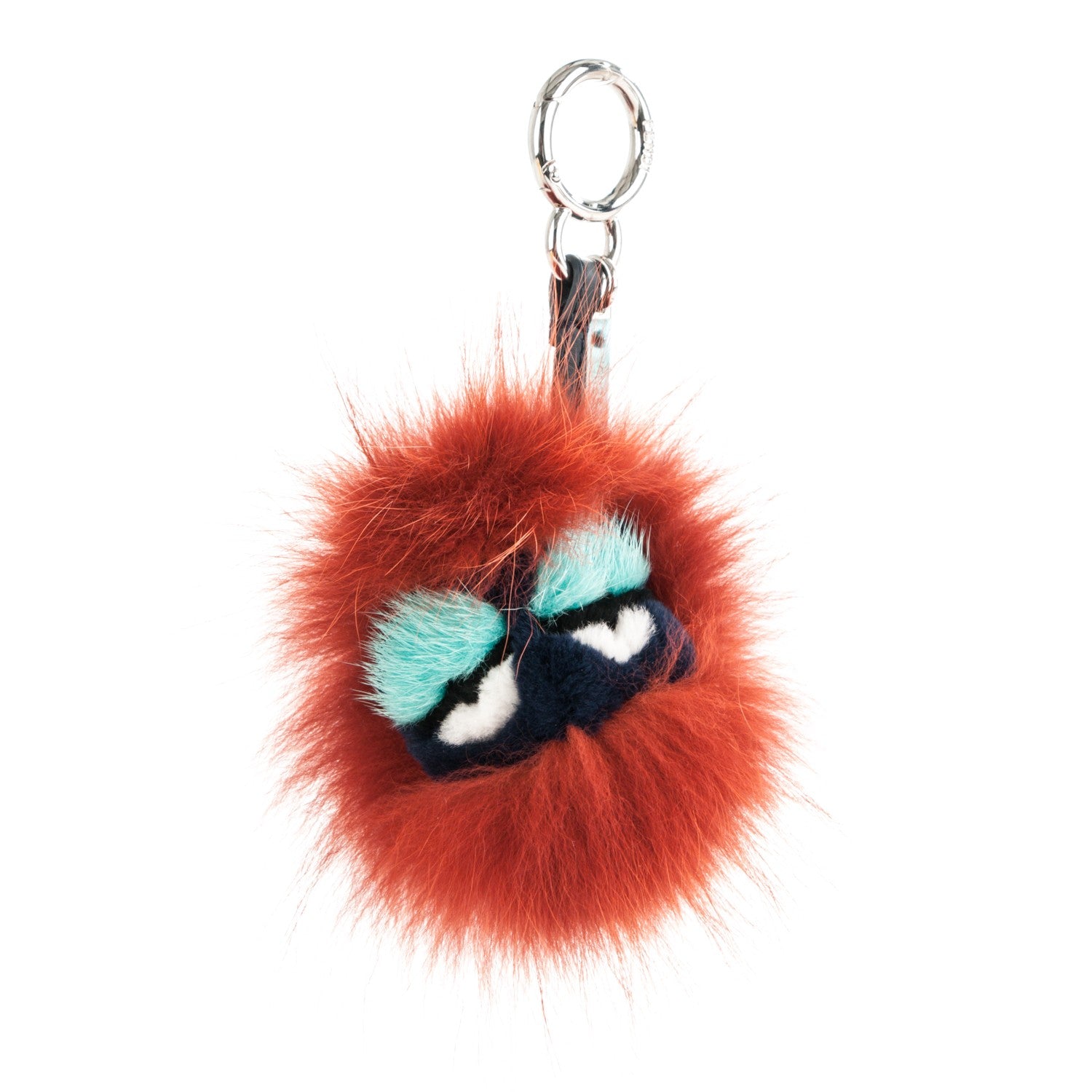 Fendi Fox Mink Rabbit Fur Vitello Dolce Blueminous Monster Bag Bug Charm Rust Turquoise 1 of 3