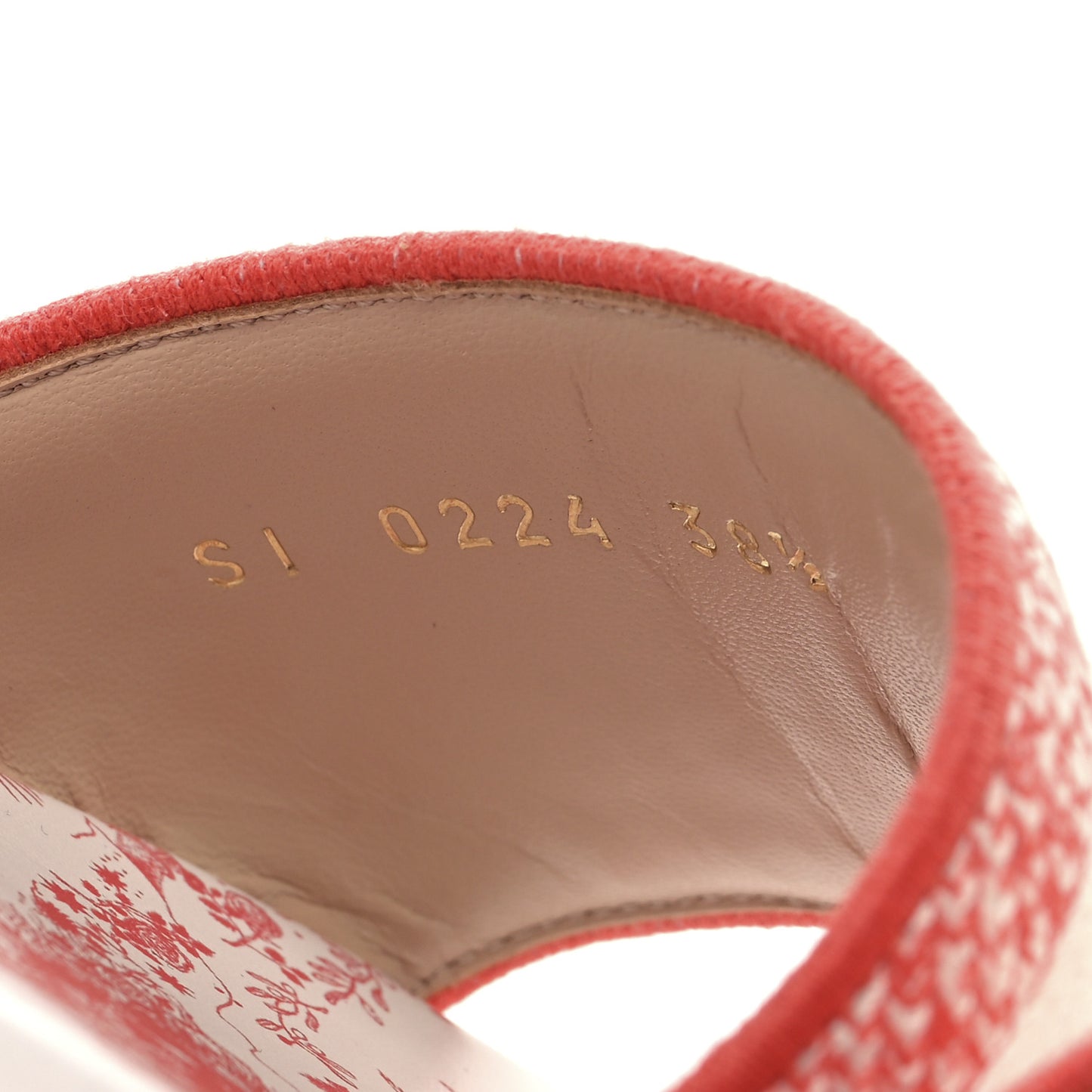 Canvas Soleil Embroidered Dway Flat Slide Sandals 38.5 Coral