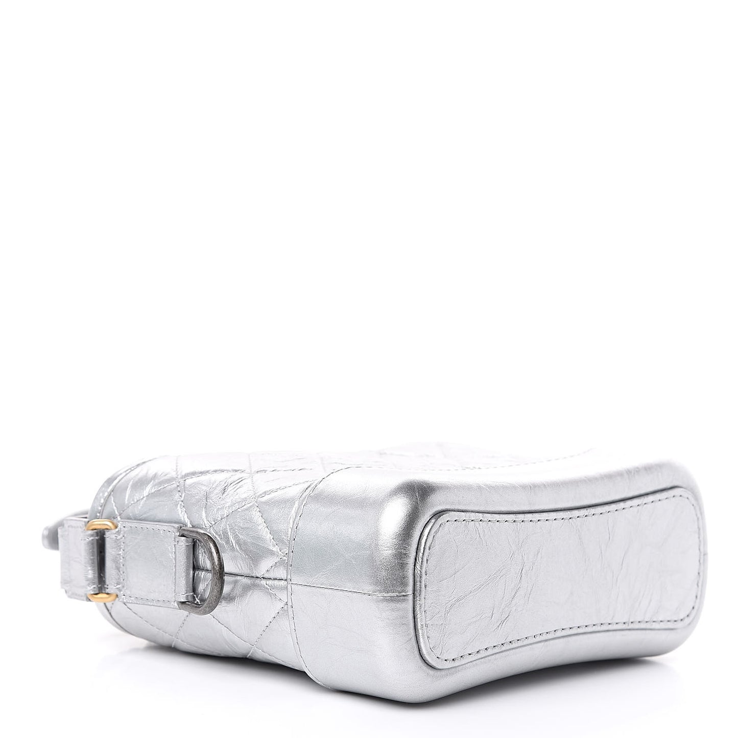 Metallic Aged Calfskin Quilted Small Gabrielle Hobo Silver