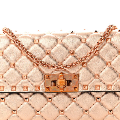 Valentino Garavani Metallic Lambskin Rockstud Spike Wallet on Chain Rame 7 of 9