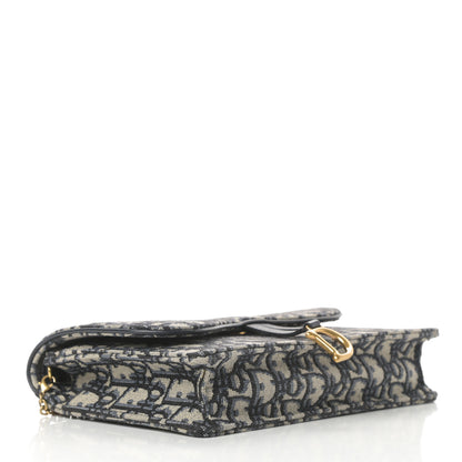 Christian Dior Oblique Saddle Chain Pouch Blue 4 of 11