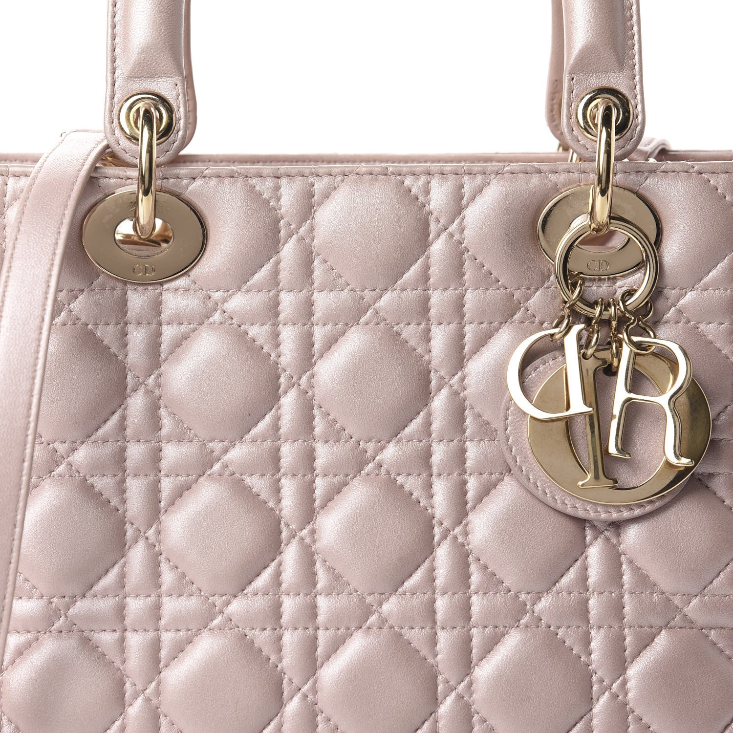Christian Dior Pearly Lambskin Cannage Medium Lady Dior Lotus 10 of 10