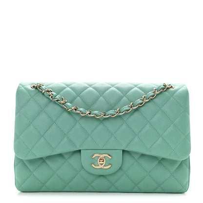 Chanel Caviar Quilted Jumbo Double Flap Green 1 of 10