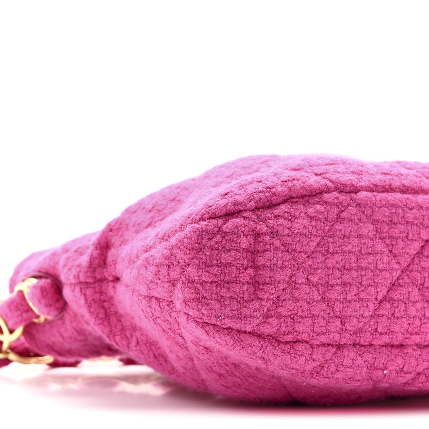 Cashmere Tweed Quilted CC Links Hobo Fuchsia