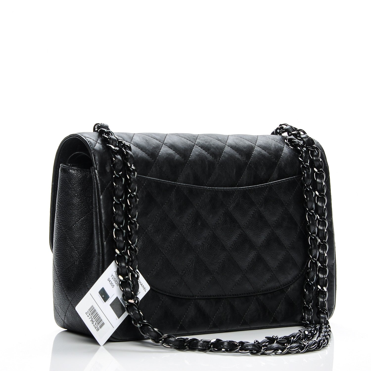 Chanel Crumpled Calfskin Quilted Jumbo Double Flap So Black 3 of 7