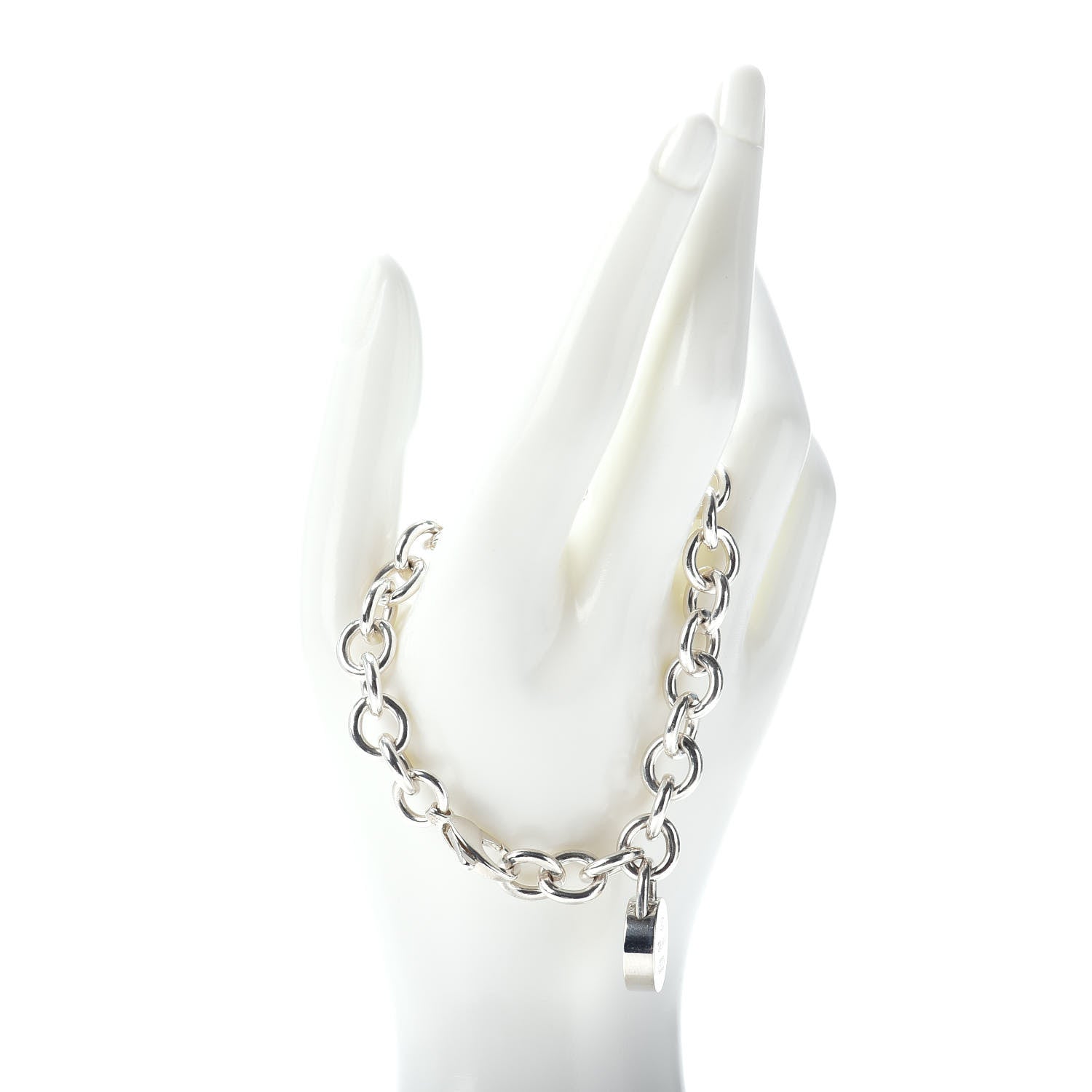 Tiffany Sterling Silver 1837 Round Padlock Charm Bracelet 2 of 4