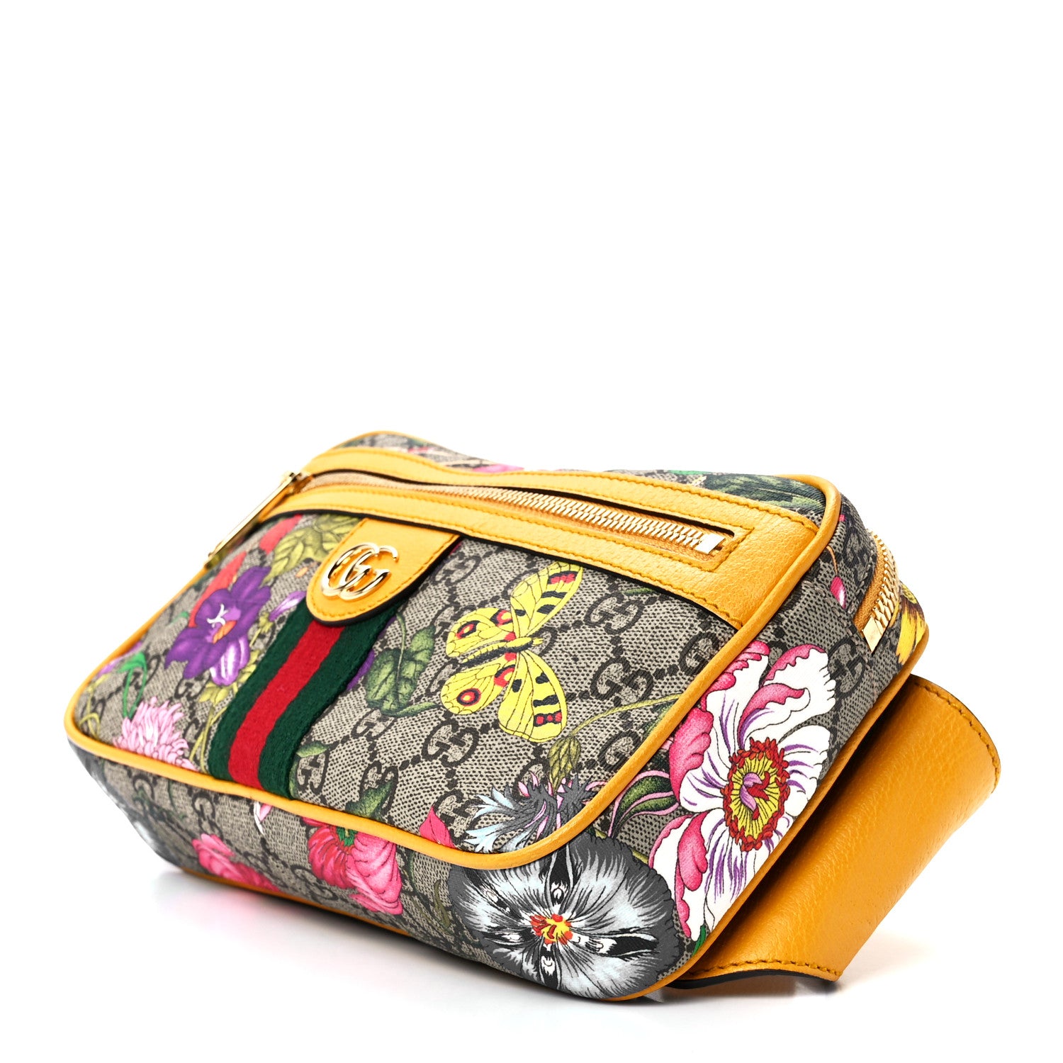 Gucci GG Supreme Monogram Flora Medium Ophidia Belt Bag Beige Multicolor Crop 10 of 12