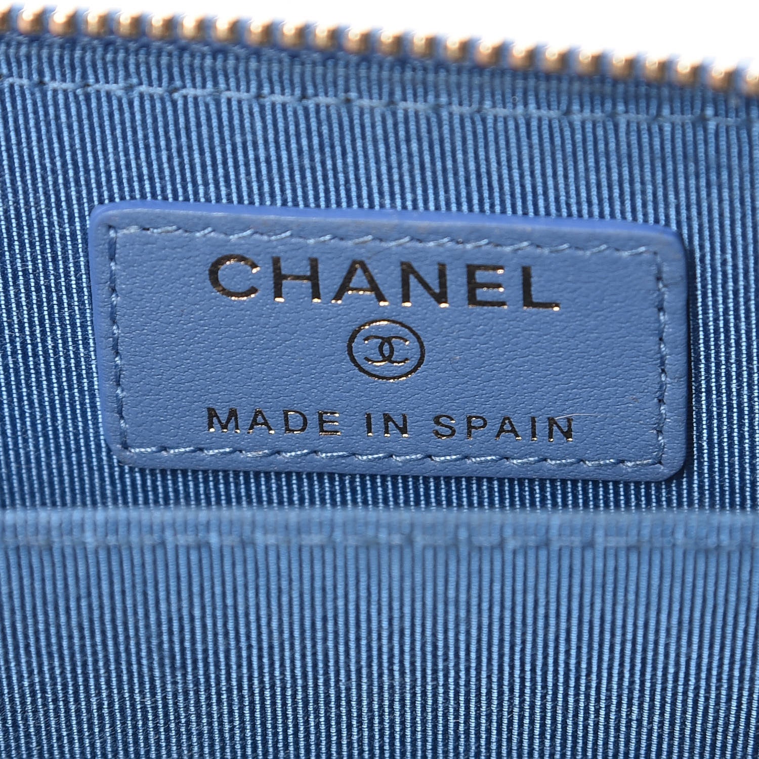 Chanel Caviar Chevron Quilted Zip Coin Purse Blue 6 of 8