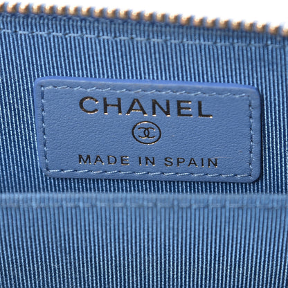Chanel Caviar Chevron Quilted Zip Coin Purse Blue 6 of 8