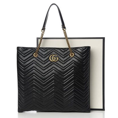 Gucci Azalea Calfskin Matelasse Large GG Marmont Slim Tote Black 10 of 10