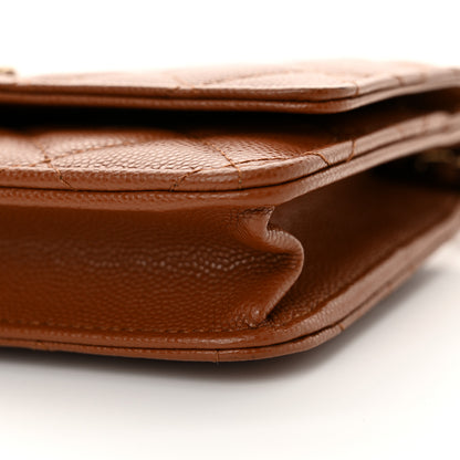 Chanel Shiny Caviar Quilted Strass Wallet On Chain WOC Light Brown 11 of 11