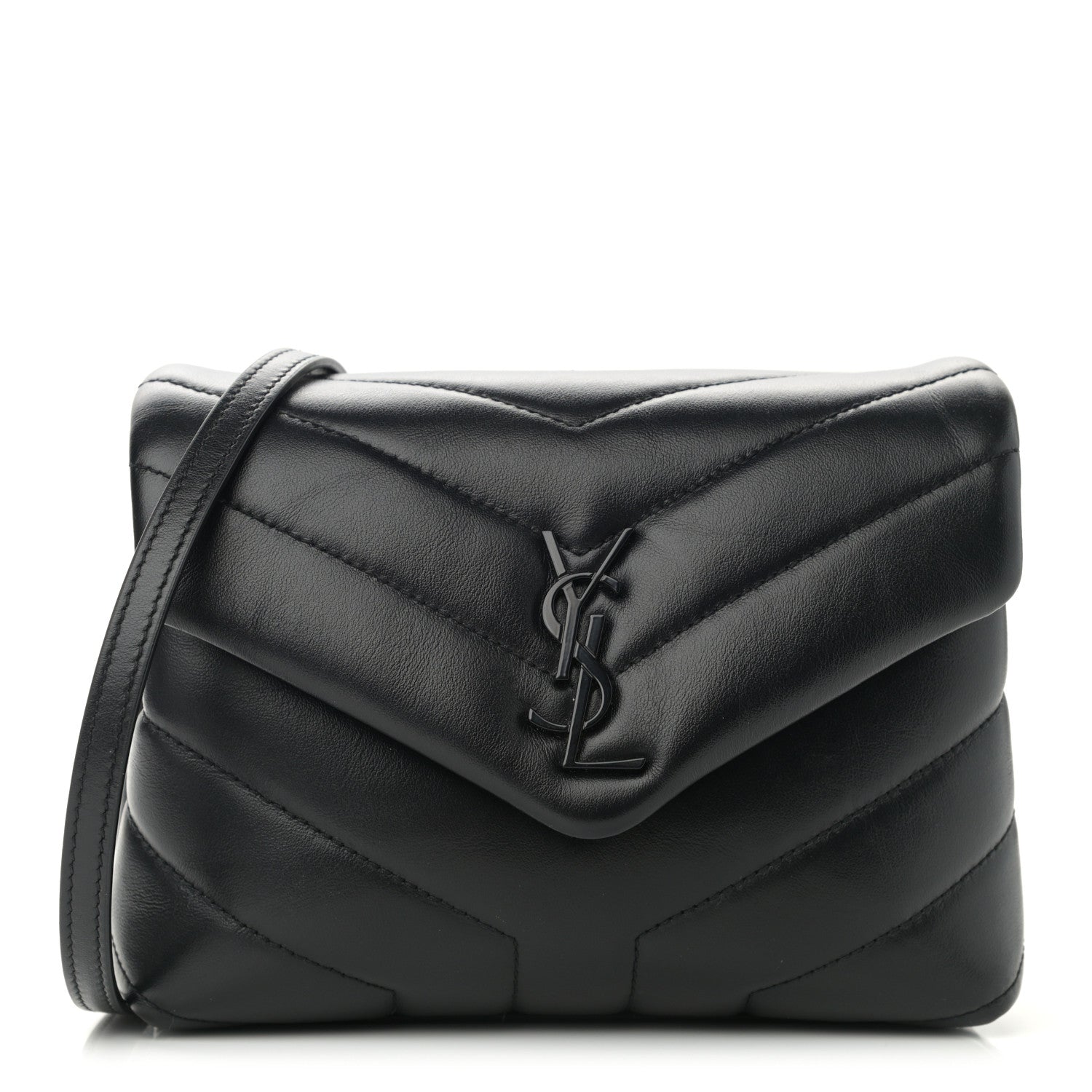 Saint Laurent Calfskin Y Quilted Monogram Monochrome Toy Loulou Crossbody Bag Black 1 of 10