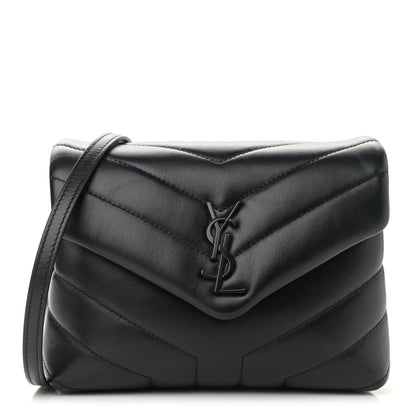Saint Laurent Calfskin Y Quilted Monogram Monochrome Toy Loulou Crossbody Bag Black 1 of 10