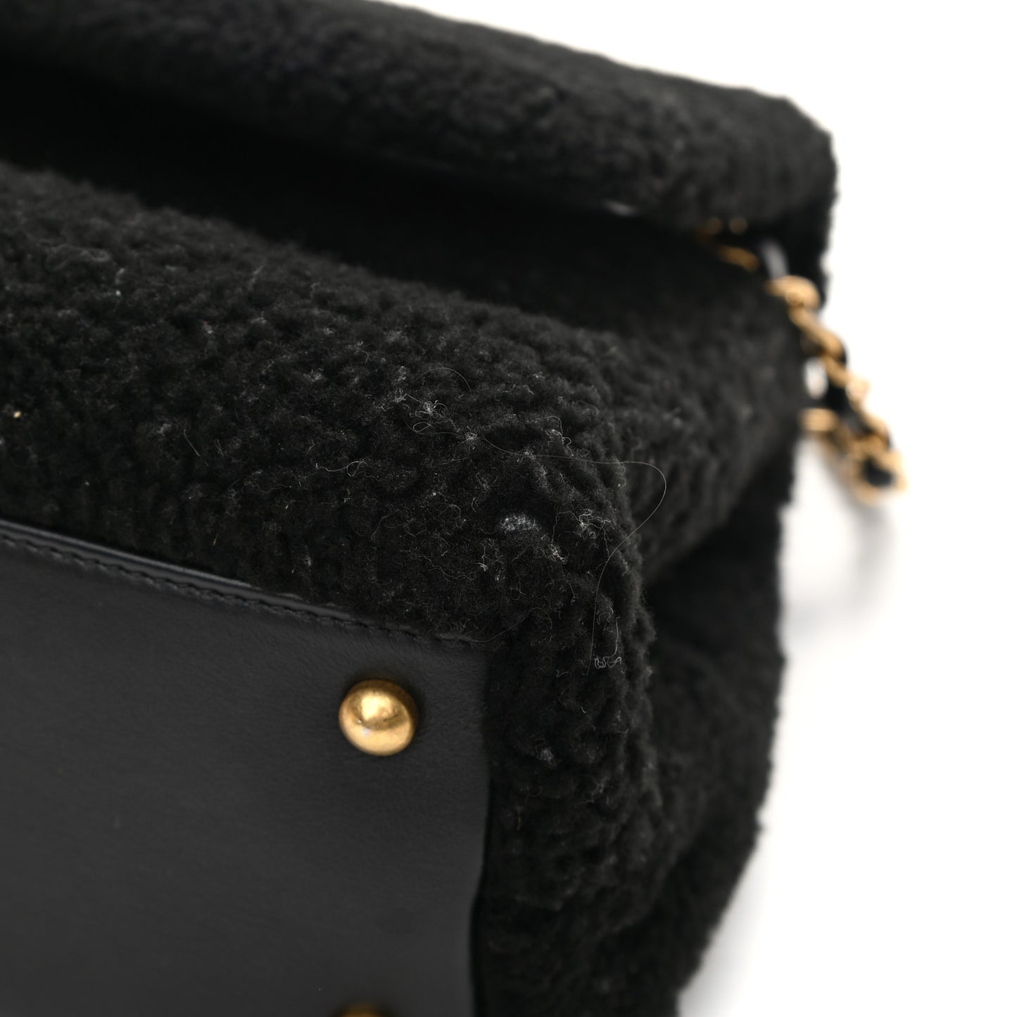 Shearling Lambskin Medium Coco Handle Flap Black