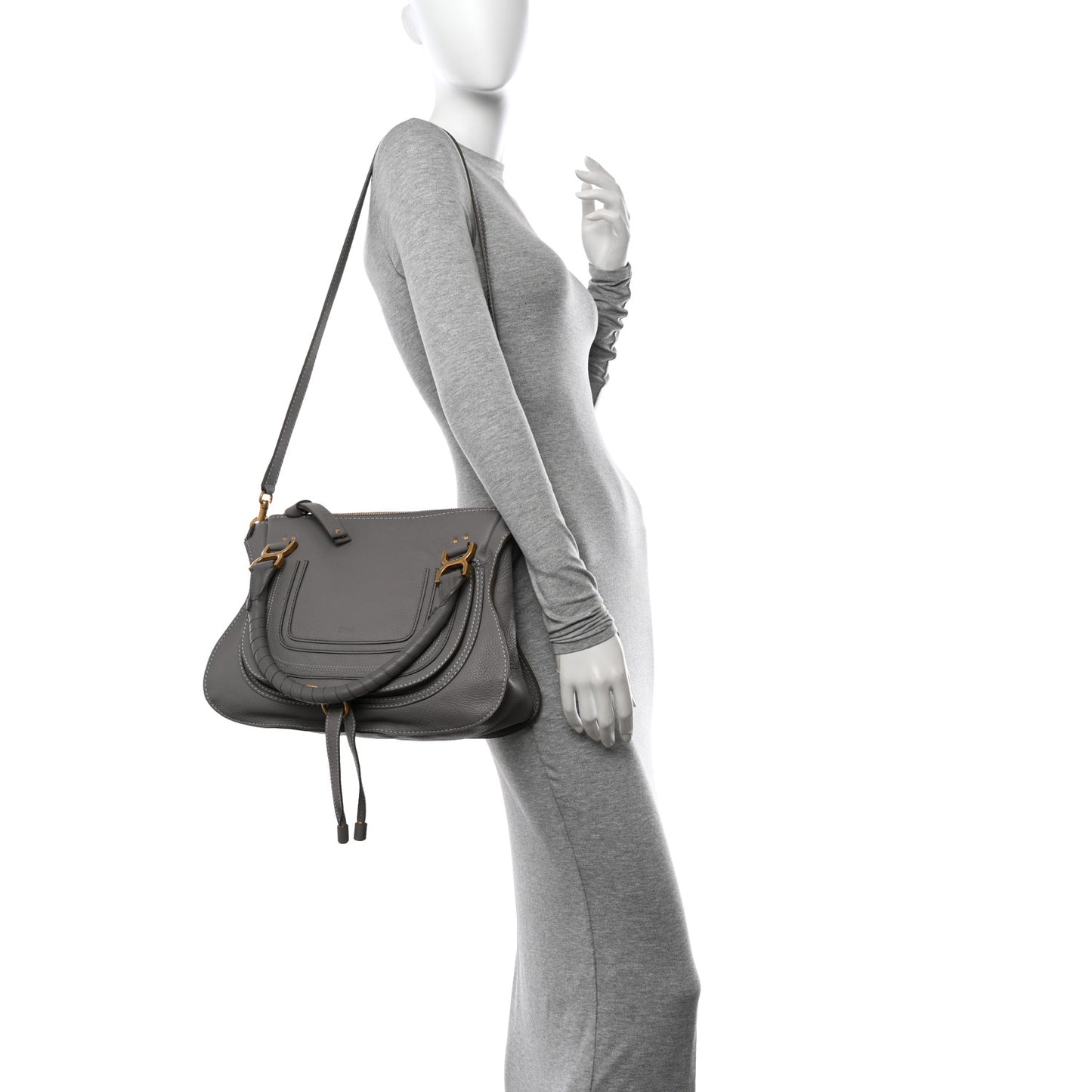 Calfskin Medium Marcie Satchel Cashmere Grey