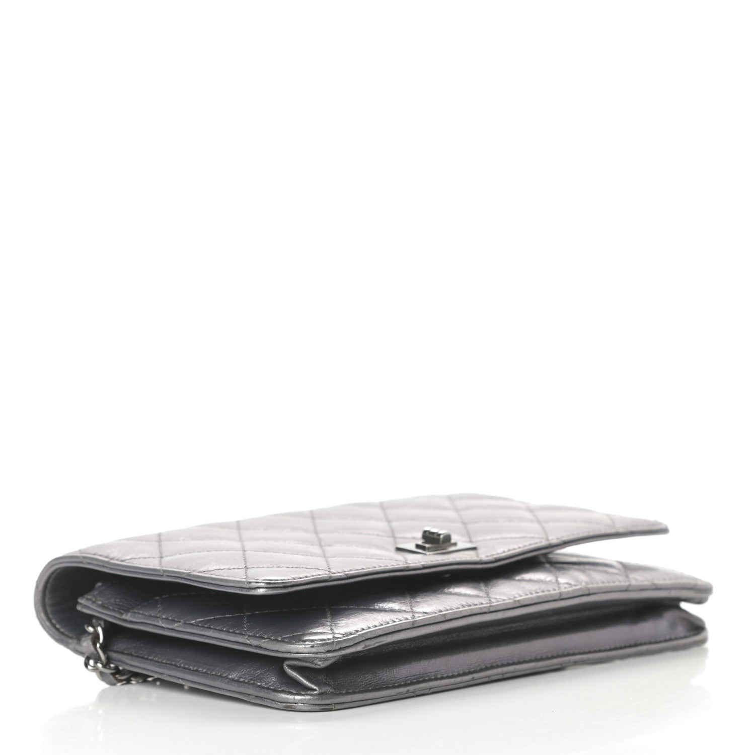 Chanel Metallic Aged Calfskin Quilted Reissue Wallet On Chain WOC Dark Silver 4 of 17