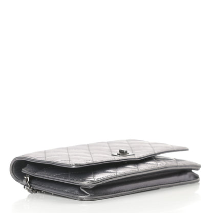 Chanel Metallic Aged Calfskin Quilted Reissue Wallet On Chain WOC Dark Silver 4 of 17
