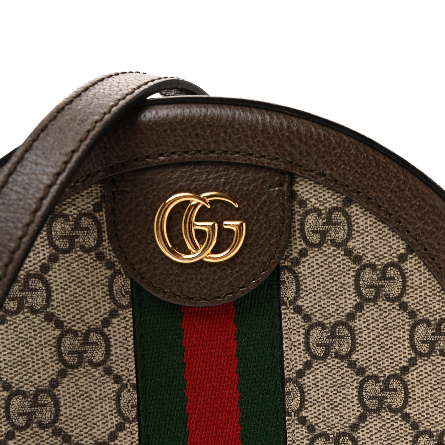 GG Supreme Monogram Web Mini Ophidia Round Shoulder Bag Brown