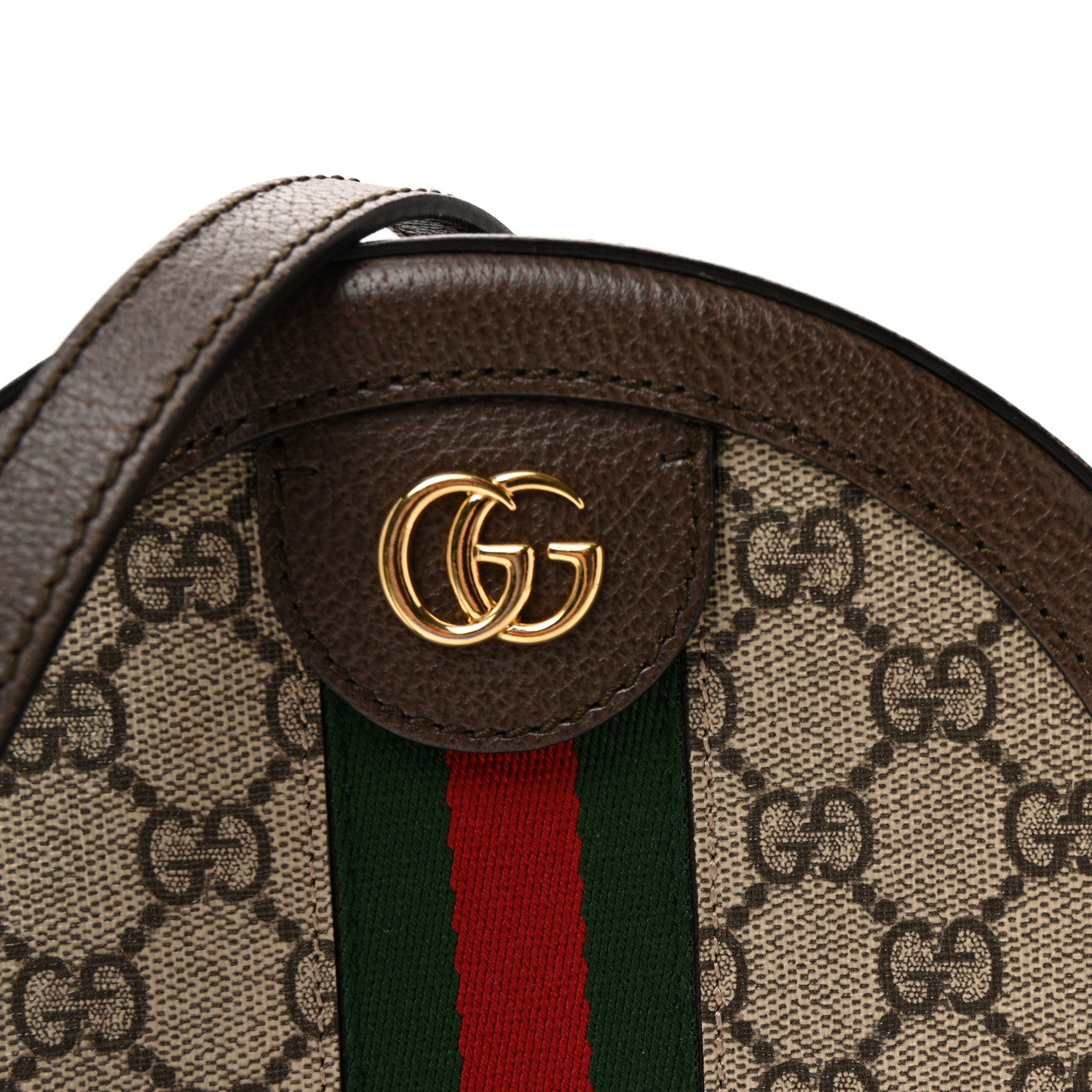 Gucci GG Supreme Monogram Web Mini Ophidia Round Shoulder Bag Brown 8 of 10