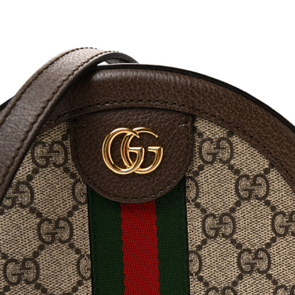Gucci GG Supreme Monogram Web Mini Ophidia Round Shoulder Bag Brown 8 of 10