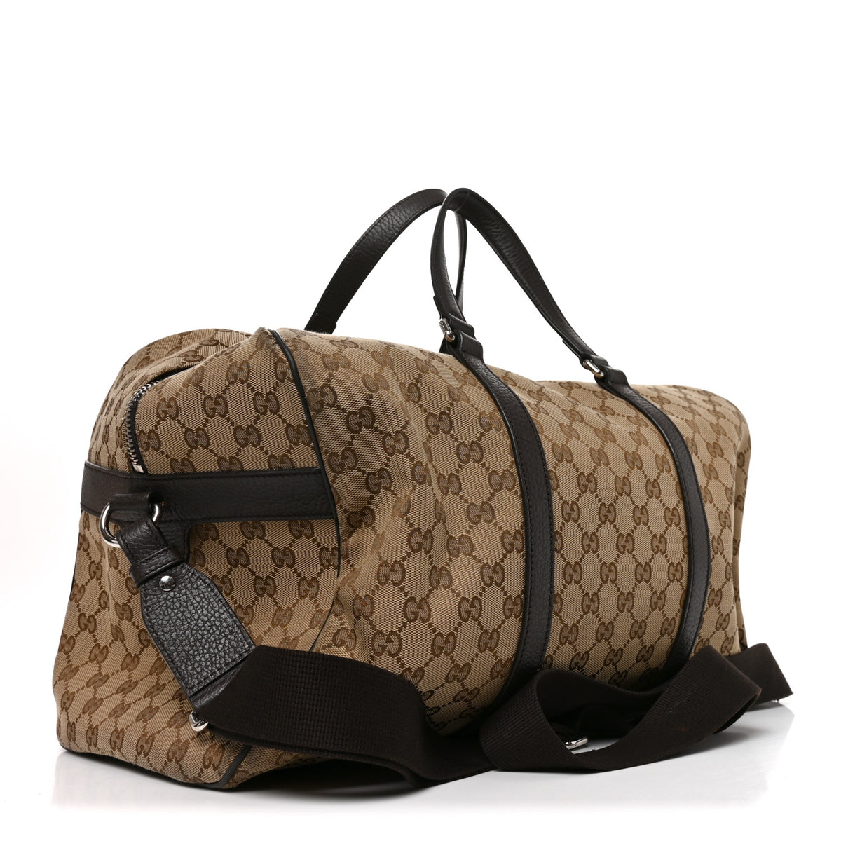 Gucci Monogram Dollar Calfskin Boston Duffle Bag Beige Ebony Testa di Moro Marrone Scuro 2 of 9