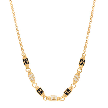 Chanel Metal Enamel CC Squares Choker Gold White Black 1 of 5