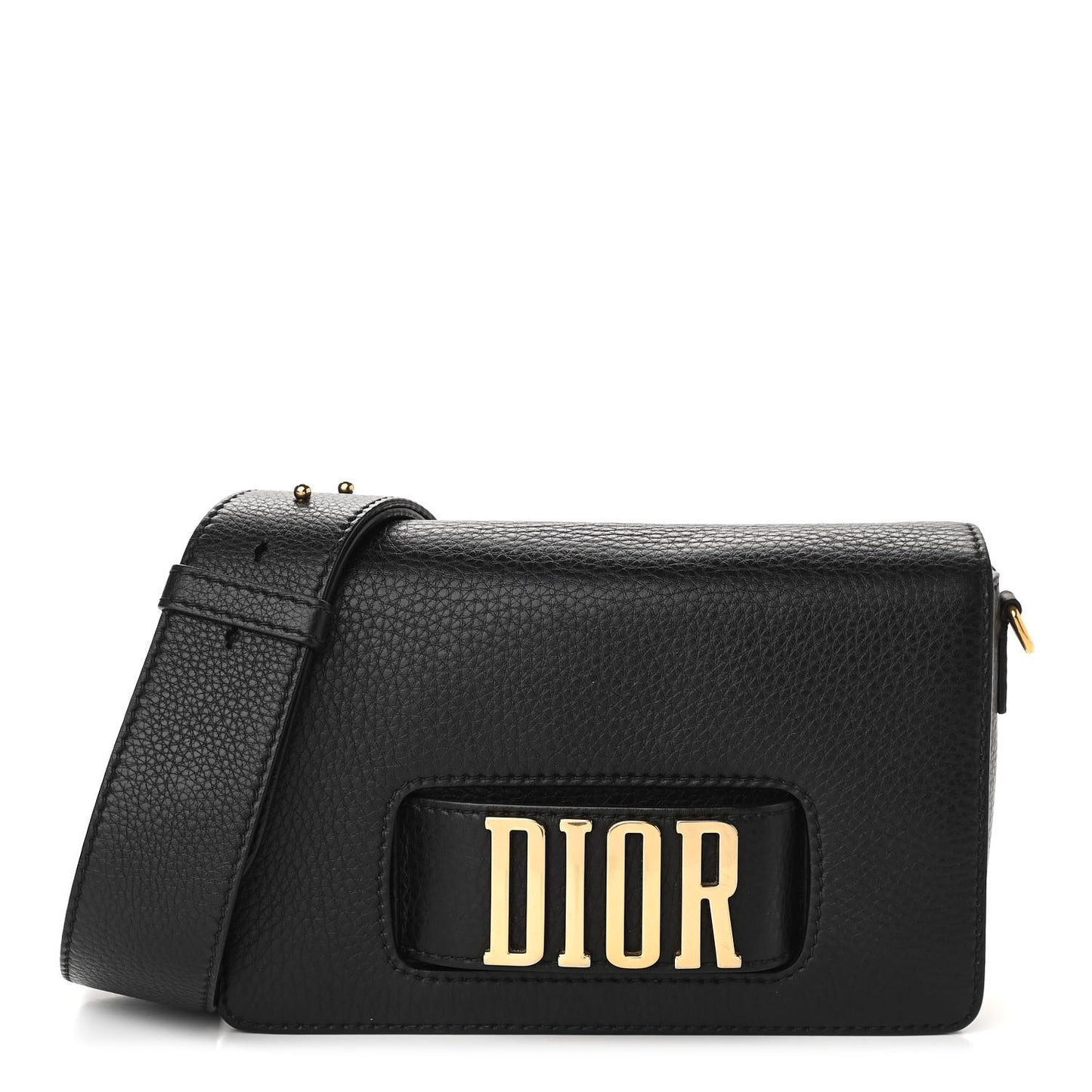 Grained Calfskin Dio(r)evolution Flap Bag Black