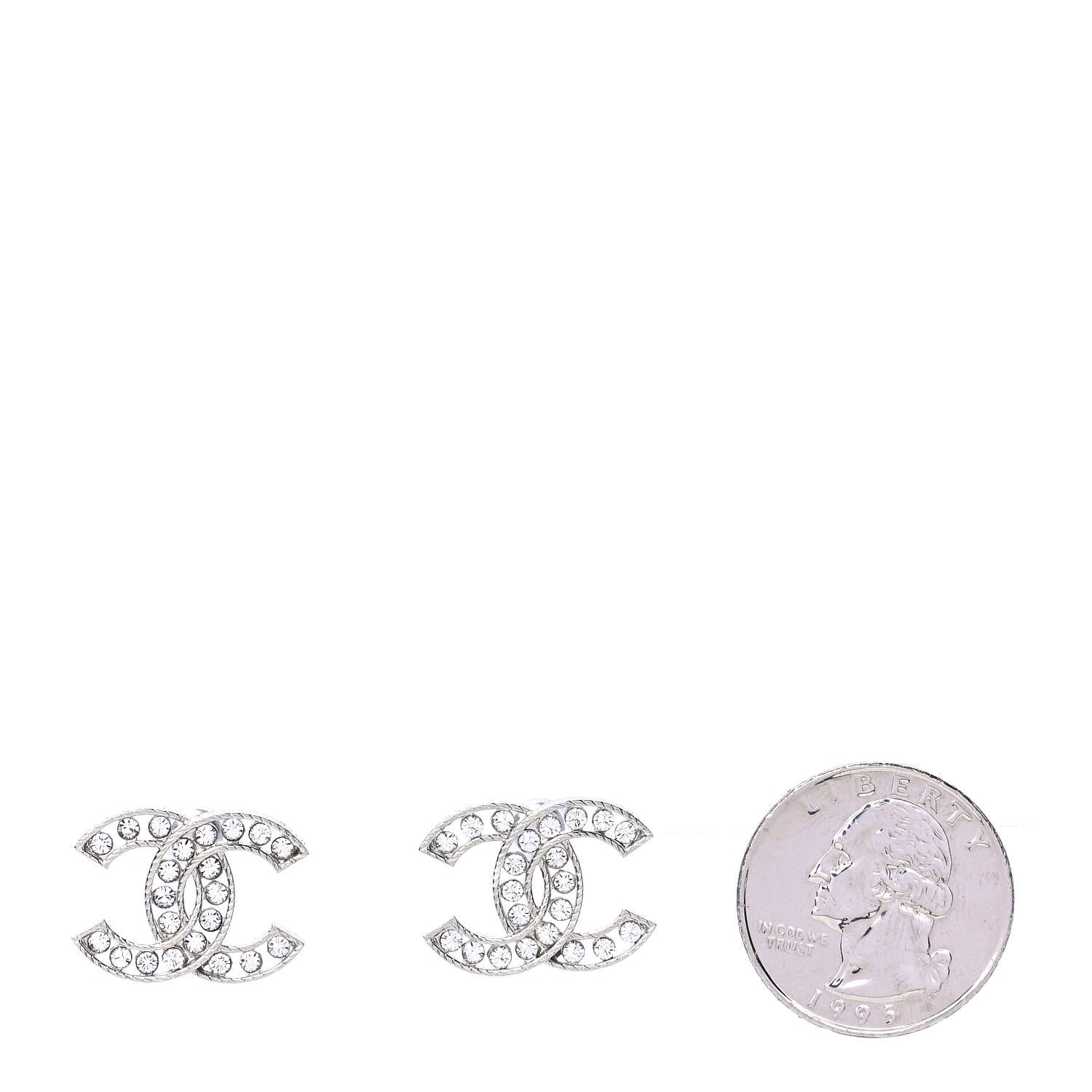 Chanel Crystal CC Earrings Silver 2 of 4