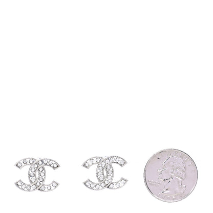 Chanel Crystal CC Earrings Silver 2 of 4
