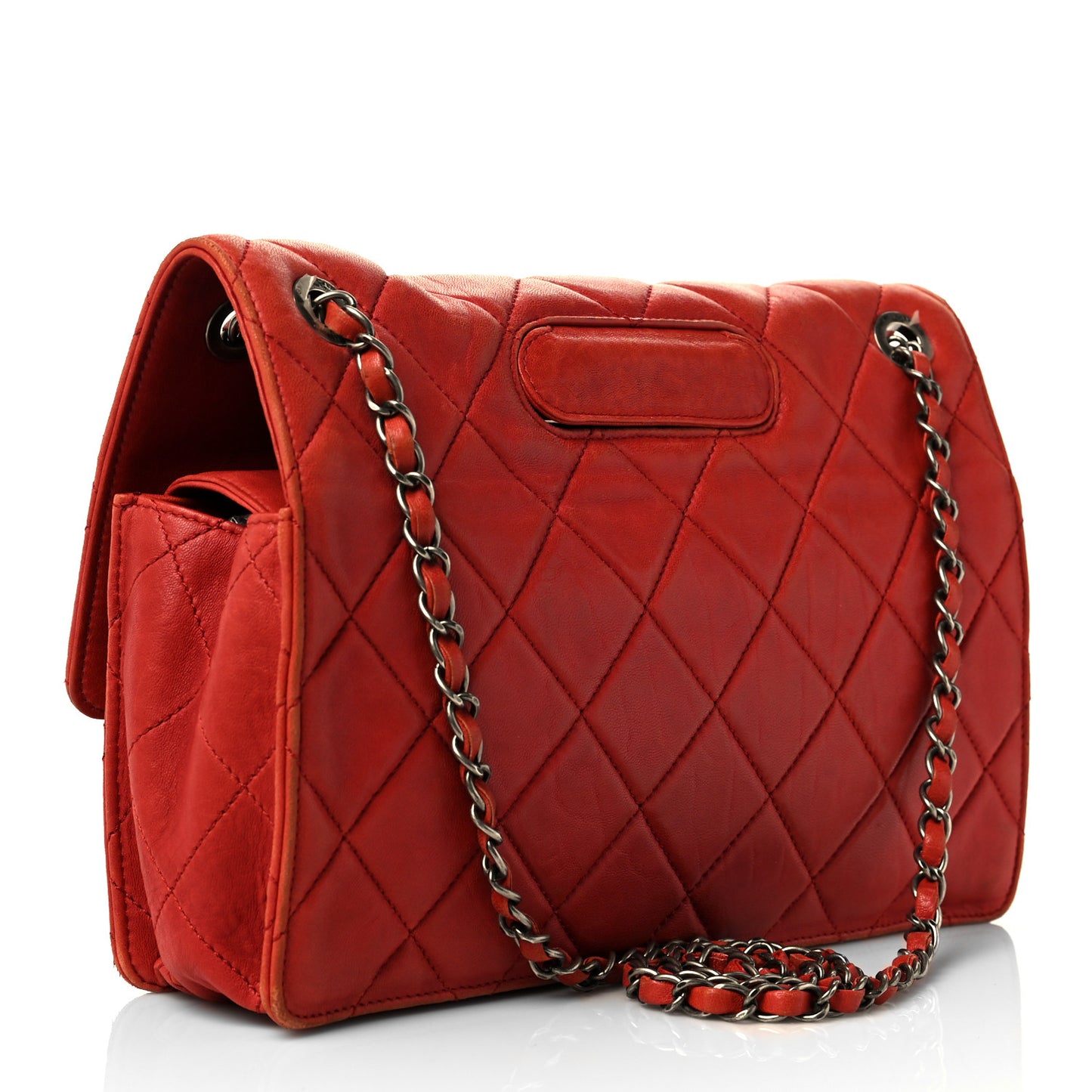 Washed Lambskin Jumbo Take Away Flap Red