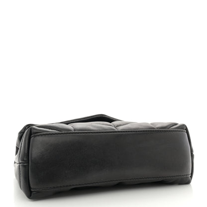 Saint Laurent Lambskin Quilted Toy Loulou Puffer Monogram Monochrome Chain Satchel Black 4 of 10